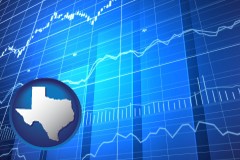 texas map icon and a financial chart